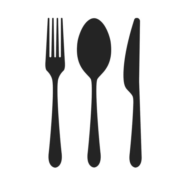 Vector Cutlery Set Fork Knife Flat Style — Stock Vector