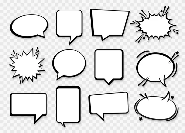 Speech Thought Bubbles Retro Empty Comic Speech Bubbles Set Vector — Stock Vector