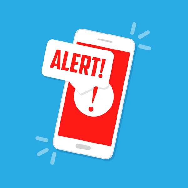 Notificação Alerta Tela Smartphone Vetor Plano —  Vetores de Stock