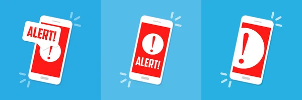 Notificação Alerta Tela Smartphone Vetor Plano — Vetor de Stock