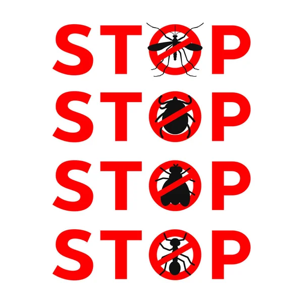 Moustiques Stop Signe Vecteur Icône Épais Puce Marque Mouche — Image vectorielle