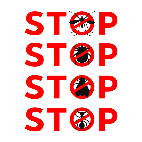 Mosquitoes stop sign vector icon, thick, flea and fly mark