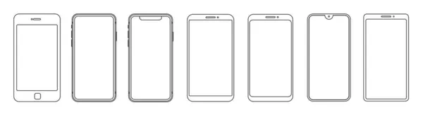 Esquema Del Teléfono Móvil Gráfico Ilustración Vectorial — Vector de stock