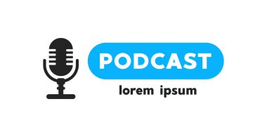 Podcast radyo logosu simgesi. Vektör illüstrasyonu.