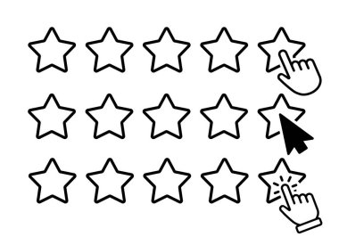 Derecelendirme yıldız çizgisi simgesi. Düz tasarım vektörü