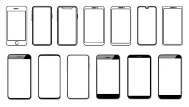 Taslak grafik cep telefonu. Vektör illüstrasyonu