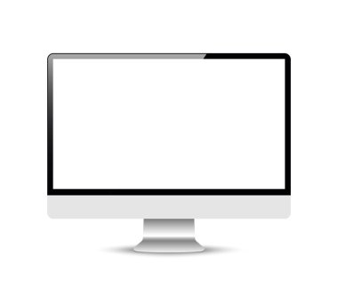 Gerçekçi bilgisayar veya bilgisayar monitörü arka planda izole edildi. Vektör modellemesi.