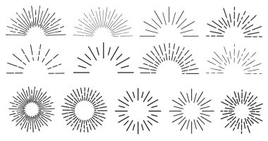 Güneş ışınları el çizimi, doğrusal çizim