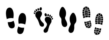 Different human footprints icon. Vector illustration clipart