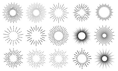 Güneş ışınları el çizimi, doğrusal çizim