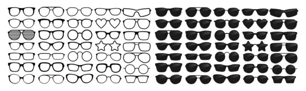 Muchos Tipos Gafas Colección Moda Gafas Aisladas Ilustración Vectorial Iconos — Vector de stock