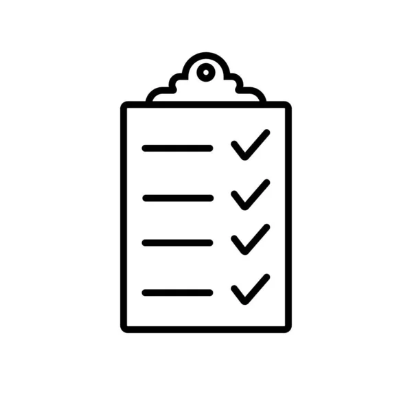 Lipboard Checklist Vector Line Icon — Stock Vector