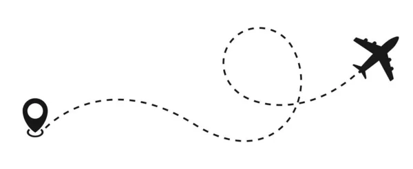 Flugzeug Und Track Symbol Auf Weißem Hintergrund Vektorillustration — Stockvektor