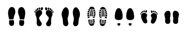 Verschiedene Menschliche Fußabdrücke Vektorillustration — Stockvektor