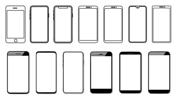 Umriss Grafik Mobiltelefon Vektorillustration — Stockvektor