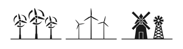 Pictogram Windturbines Ingesteld Vectorillustratie — Stockvector