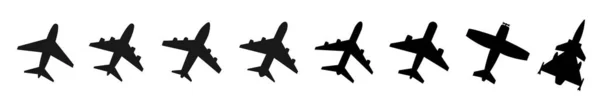 Definir Ícone Plano Avião Ilustração Vetorial — Vetor de Stock