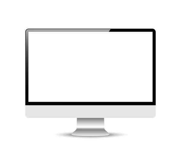 Realistic Computer Monitor Isolated Background Vector Mockup — Stock Vector