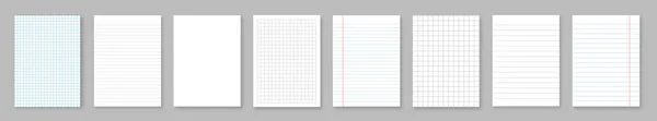 Zestaw Vctor Ilustracji Pustych Arkuszy Kwadratowych Podszytych Tła Papieru — Wektor stockowy
