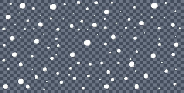 Fallande Snöflingor Transparent Bakgrund Vektorillustration — Stock vektor