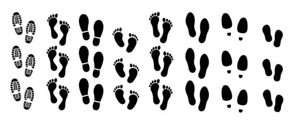 Footsteps Icon Set Shoes Footsteps Vector Sign Vector Illustration — Stock Vector
