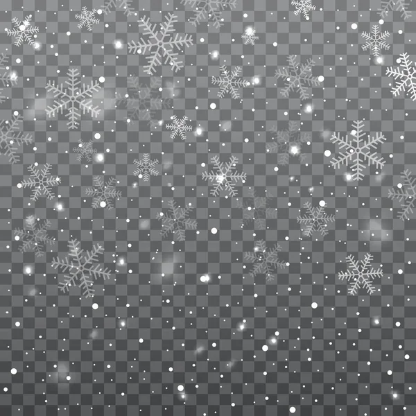 Ρεαλιστική Πτώση Χιονιού Νιφάδες Χιονιού Φόντο Εικονογράφηση Διανύσματος — Διανυσματικό Αρχείο