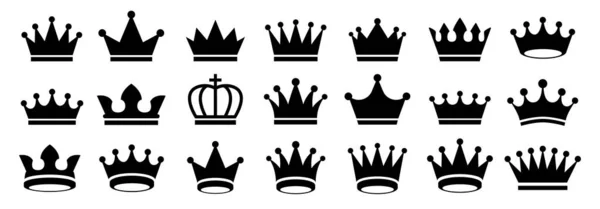 Corona Icono Conjunto Ilustración Vectorial — Vector de stock