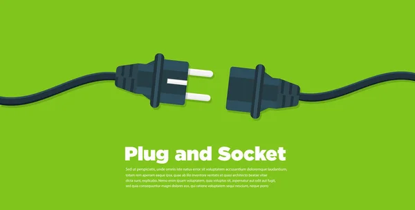 Conecte Plug Socket Flat Icon — Vetor de Stock