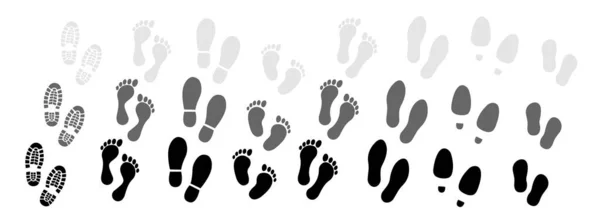 Different Human Footprints Icon Vector Illustration — Stock Vector