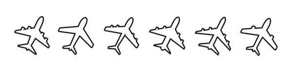Установить Плоский Значок Самолета Векторная Иллюстрация — стоковый вектор
