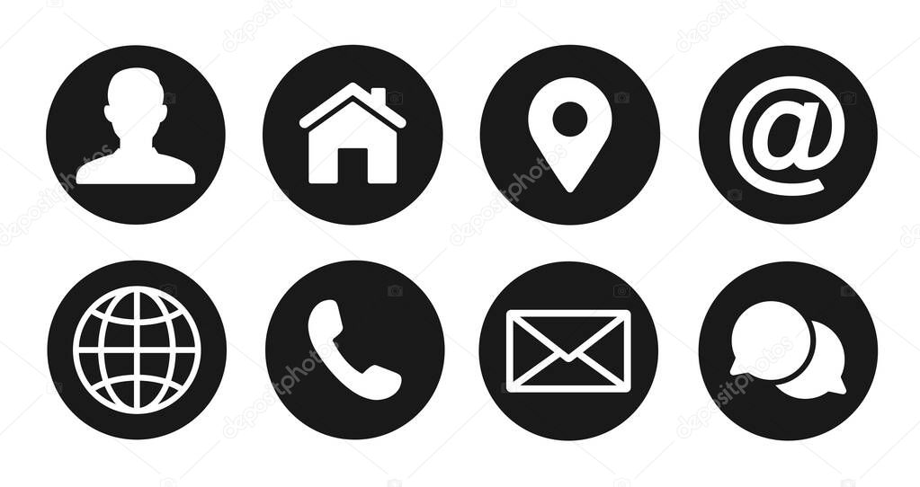 Contact icons set, vector illustration
