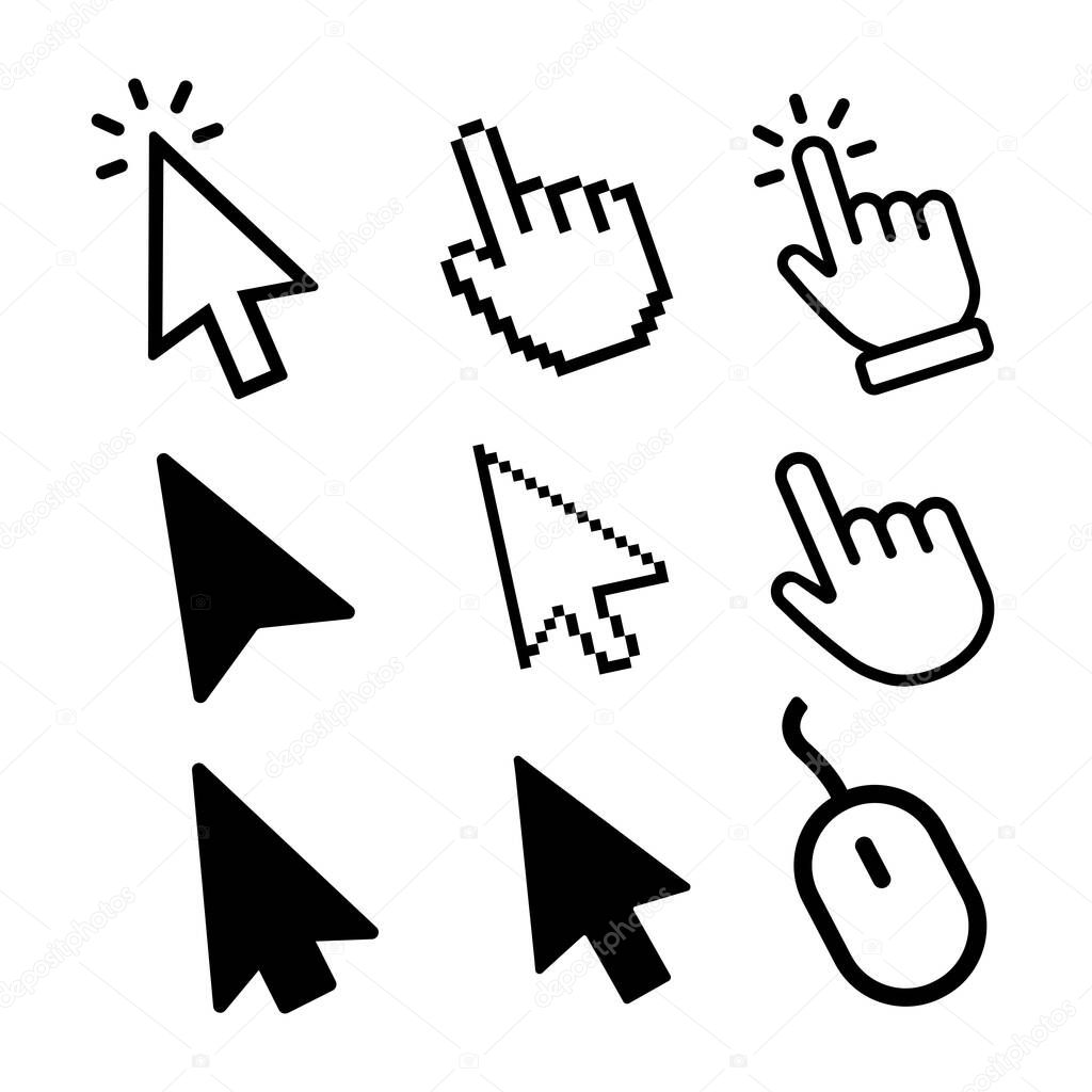 Vector hand cursors icons click set