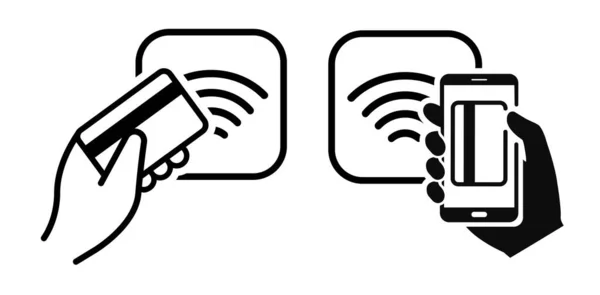 Nfc Payment Vector Set Pictogramă Terminalul Confirmă Conceptul Plată — Vector de stoc