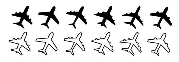 Réglez Icône Plate Avion Illustration Vectorielle — Image vectorielle