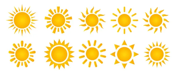 Yellow Sun Icon Vector Set — Stock Vector