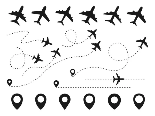 Flugzeug Und Track Symbol Auf Weißem Hintergrund Vektorillustration — Stockvektor