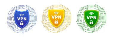VPN kalkan konsepti. Vektör illüstrasyon simgesi.