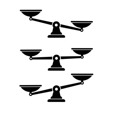 Terazi seti. Terazi simgesi. Düz simge. Vektör illüstrasyonu