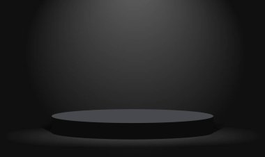 Karanlık platform ya da boş kaide. Ürün için podyum. Vektör illüstrasyonu