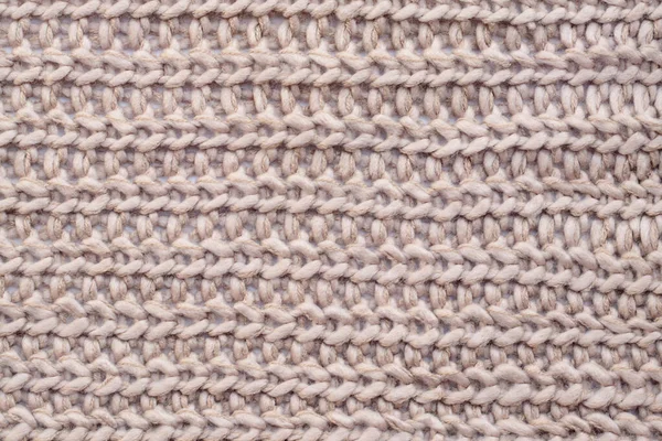 Close Beige Textile Texture Woolen Knitted Fabric Background Detailed Warm — Stock Photo, Image