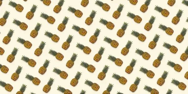 Ananas Wiederholtes Muster Auf Beigem Hintergrund Essen Hintergrund Mit Tropischen — Stockfoto