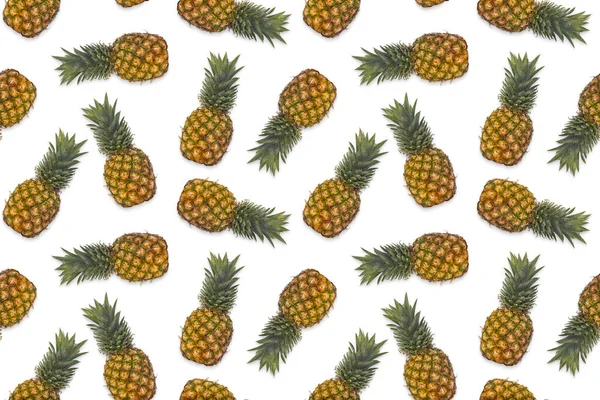 Płynny Powtarzalny Wzór Dojrzałymi Ananasami Białym Tle Tło Żywności Tropikalnymi — Zdjęcie stockowe