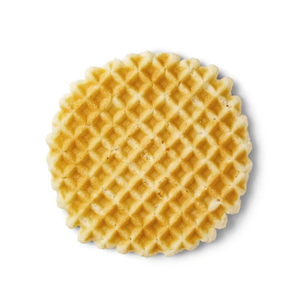 Einrundige Belgische Waffeln Isoliert Auf Weißem Hintergrund Draufsicht Dünner Goldener — Stockfoto