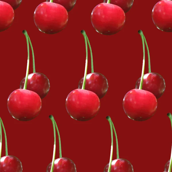 Padrão Sem Costura Cerejas Vermelhas Cereja Vermelha — Fotografia de Stock