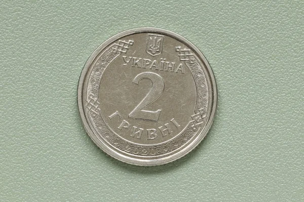 Billetes Metálicos Ucranianos Sobre Fondo Verde Dinero Metálico —  Fotos de Stock