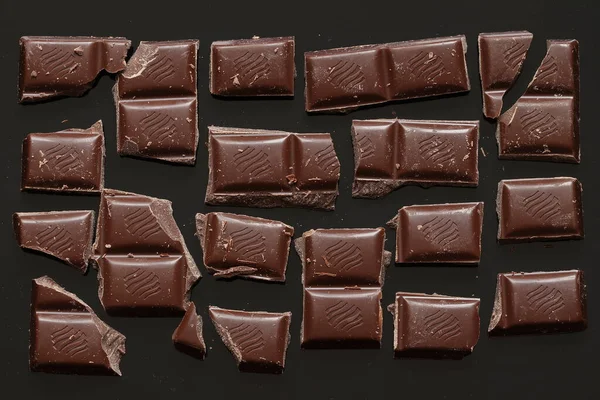 Chocolate Broken Small Pieces Pieces Dark Chocolate — Fotografia de Stock