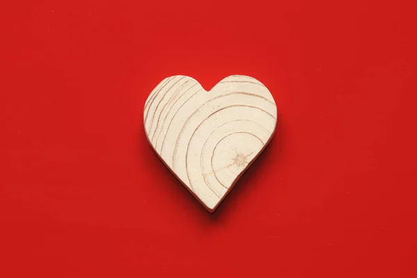 Wooden Heart Red Background Wooden Heart — Stockfoto