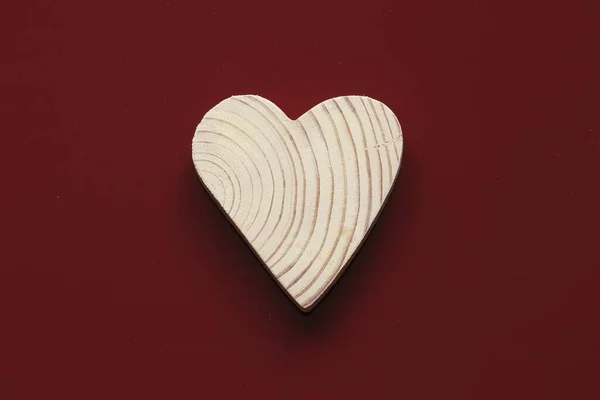 Wooden Heart Red Background Wooden Heart — Fotografia de Stock