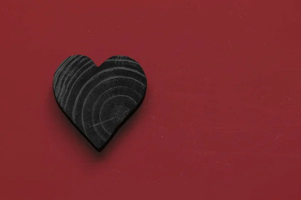Fekete Szív Burgundiai Háttérrel Fekete Szív — Stock Fotó