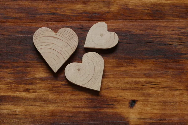 Corazón Madera Sobre Fondo Madera Corazón Madera — Foto de Stock